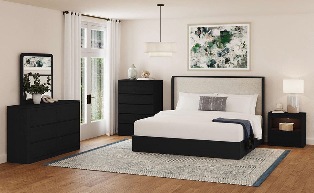 Picket House Furnishings -  Camelot King UPH 5PC Bedroom Set in Black - B-16860-8-KB-5PC view 7