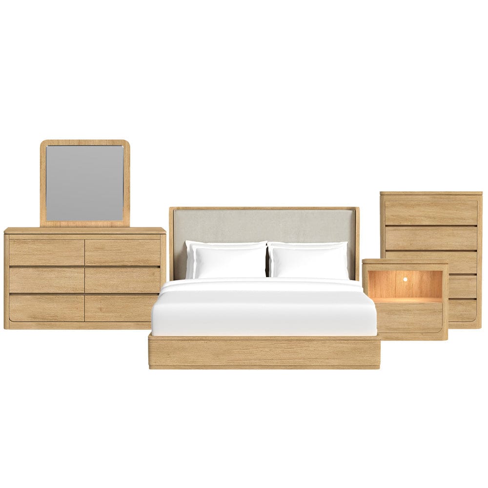 Picket House Furnishings -  Camelot King UPH 5PC Bedroom Set in Natural - B-16860-6-KB-5PC view 1