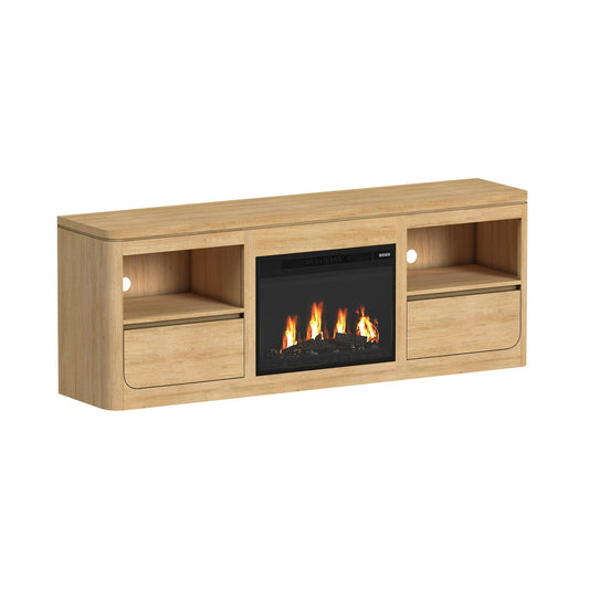 Picket House Furnishings - Camelot KIT - 71" TV Console with Fireplace Insert in Natural - LA-16860-6-TV1FPK view 1