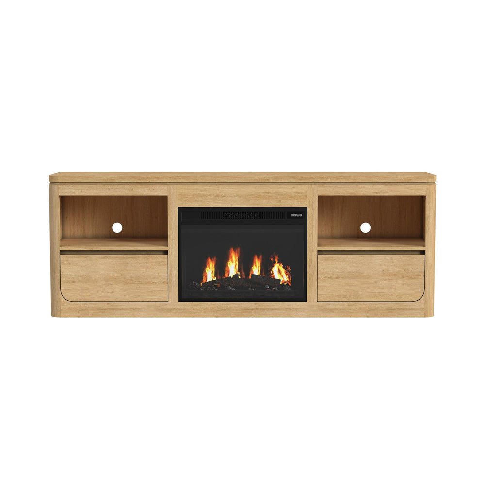 Picket House Furnishings - Camelot KIT - 71" TV Console with Fireplace Insert in Natural - LA-16860-6-TV1FPK view 2