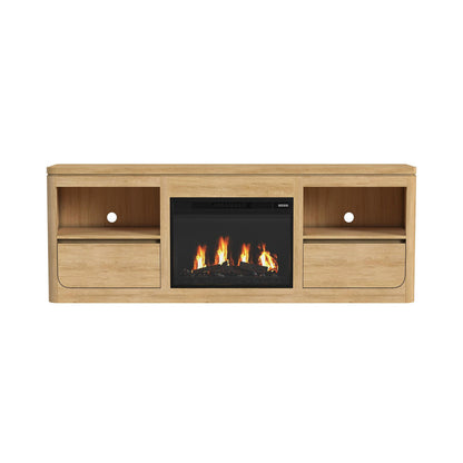 Picket House Furnishings - Camelot KIT - 71" TV Console with Fireplace Insert in Natural - LA-16860-6-TV1FPK view 2