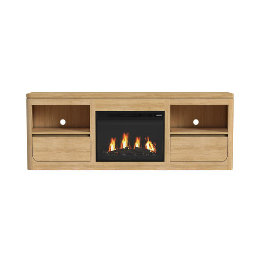Picket House Furnishings - Camelot KIT - 71" TV Console with Fireplace Insert in Natural - LA-16860-6-TV1FPK view 2