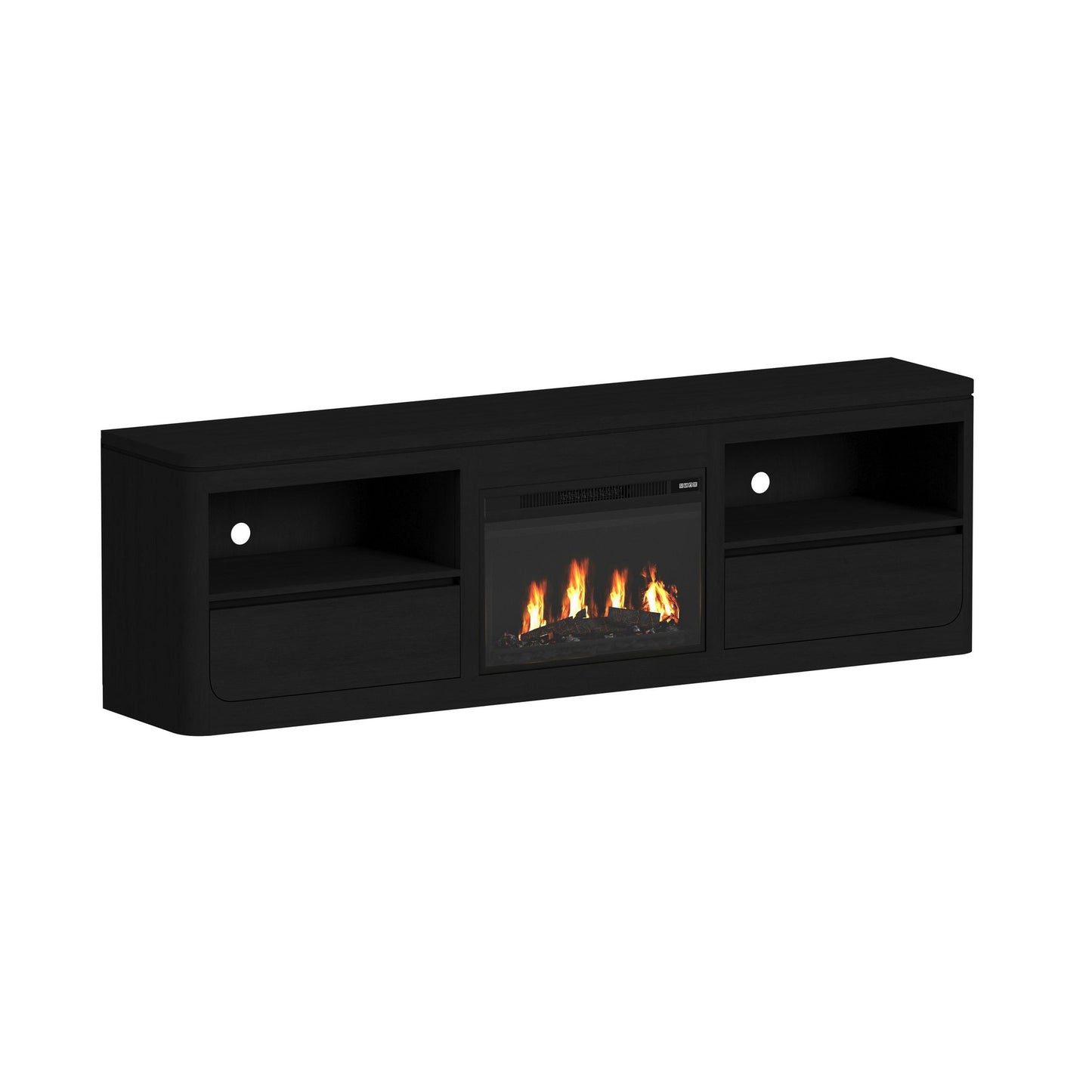 Picket House Furnishings - Camelot KIT - 82" TV Console with Fireplace Insert in Black - LA-16860-8-TV3FPK view 1