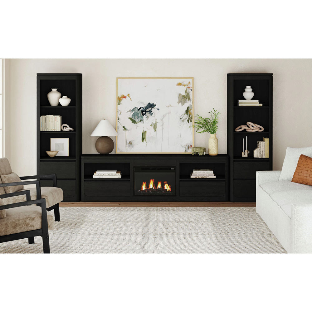 Picket House Furnishings - Camelot KIT - 82" TV Console with Fireplace Insert in Black - LA-16860-8-TV3FPK view 3