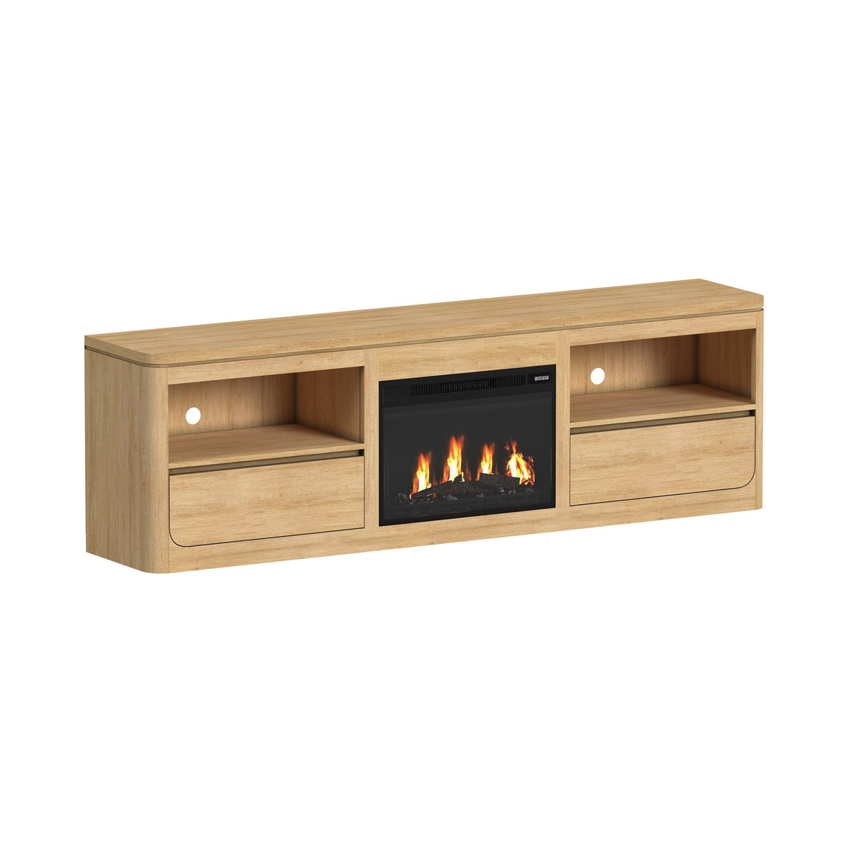Picket House Furnishings - Camelot KIT - 82" TV Console with Fireplace Insert in Natural - LA-16860-6-TV3FPK view 1