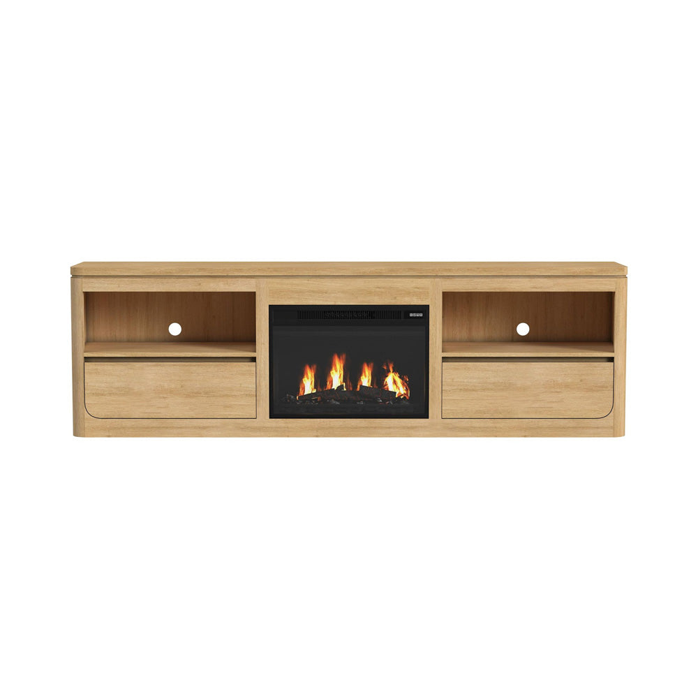 Picket House Furnishings - Camelot KIT - 82" TV Console with Fireplace Insert in Natural - LA-16860-6-TV3FPK view 2