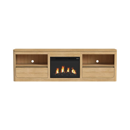 Picket House Furnishings - Camelot KIT - 82" TV Console with Fireplace Insert in Natural - LA-16860-6-TV3FPK view 2