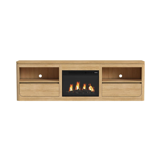 Picket House Furnishings - Camelot KIT - 82" TV Console with Fireplace Insert in Natural - LA-16860-6-TV3FPK view 2