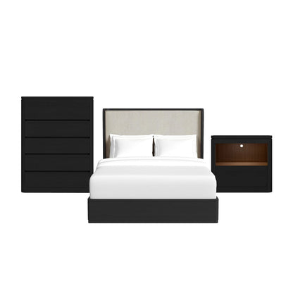 Picket House Furnishings -  Camelot Queen UPH 3PC Bedroom Set in Black - B-16860-8-QB-3PC view 1