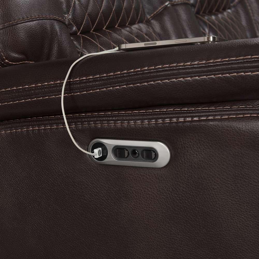 Picket House Furnishings - Campo Power Recliner with Power Motion Head Recliner in Pebble Brown - U-4760-8200-105PP veiw 3