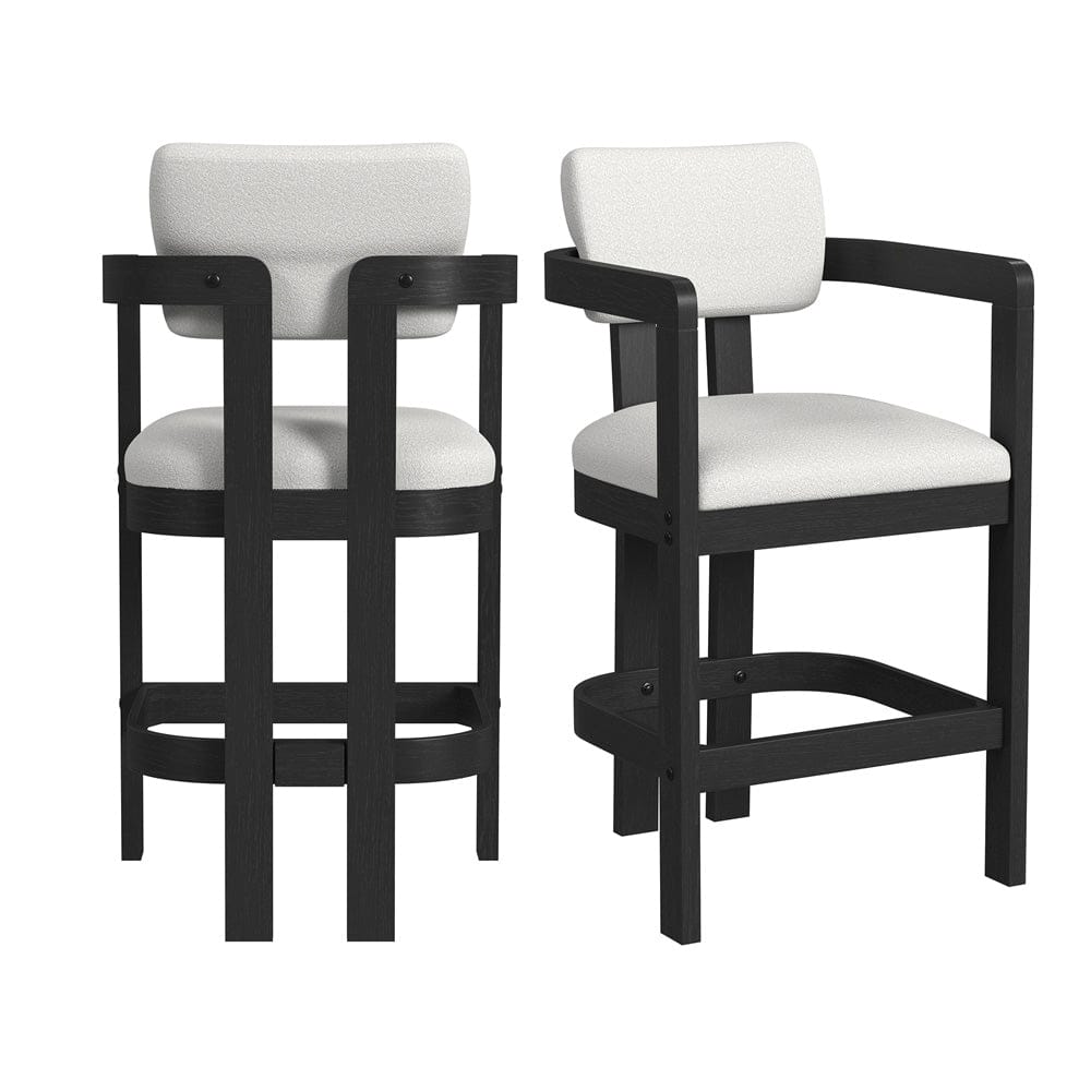 Picket House Furnishings -  Canal Arm Barstool with White Fabric in Black Set of 2 - D-1710-8-BST3 view 1