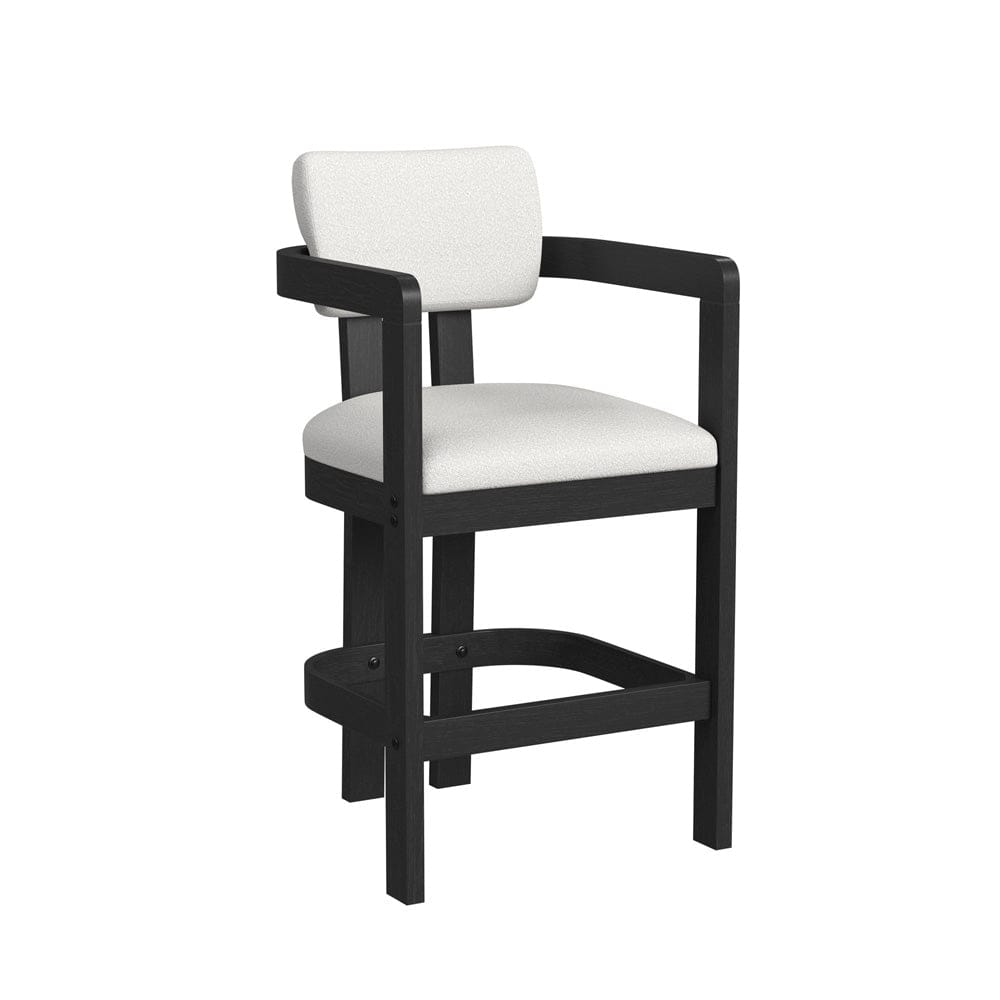Picket House Furnishings -  Canal Arm Barstool with White Fabric in Black Set of 2 - D-1710-8-BST3 view 2