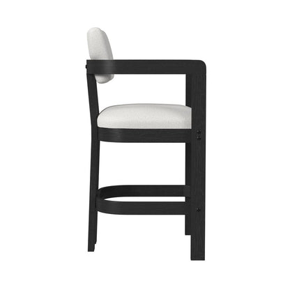 Picket House Furnishings -  Canal Arm Barstool with White Fabric in Black Set of 2 - D-1710-8-BST3 view 4