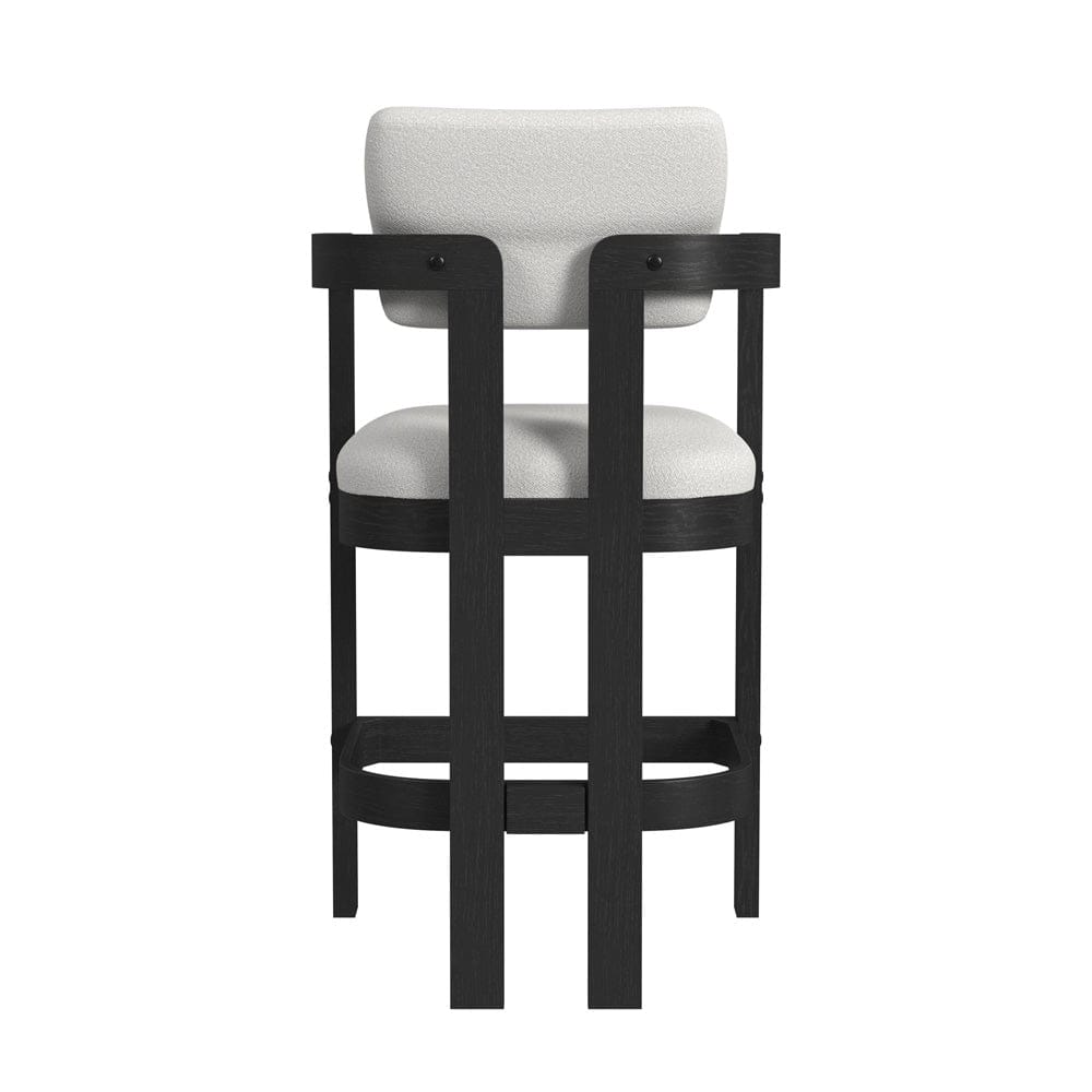 Picket House Furnishings -  Canal Arm Barstool with White Fabric in Black Set of 2 - D-1710-8-BST3 view 5