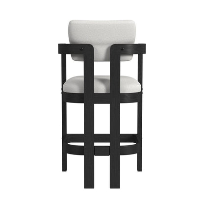 Picket House Furnishings -  Canal Arm Barstool with White Fabric in Black Set of 2 - D-1710-8-BST3 view 5