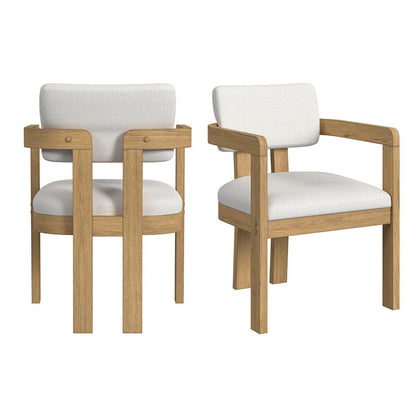 Picket House Furnishings -  Canal Arm Chair with Snow White Fabric in Natural Set of 2 - D-1710-5-AC3 view 1