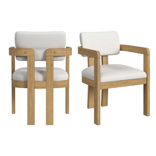 Picket House Furnishings -  Canal Arm Chair with Snow White Fabric in Natural Set of 2 - D-1710-5-AC3 view 1