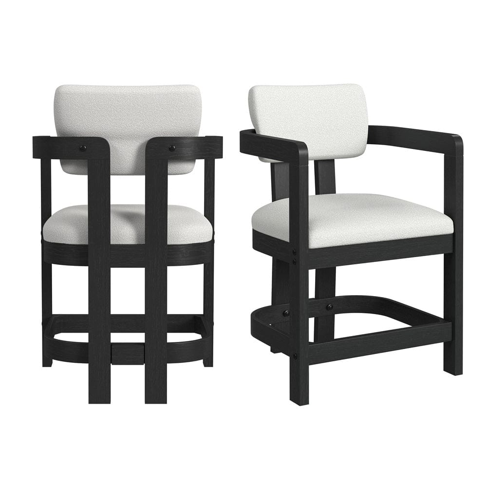 Picket House Furnishings -  Canal Arm Counter Stool with White Fabric in Black Set of 2 - D-1710-8-CST3 view 1