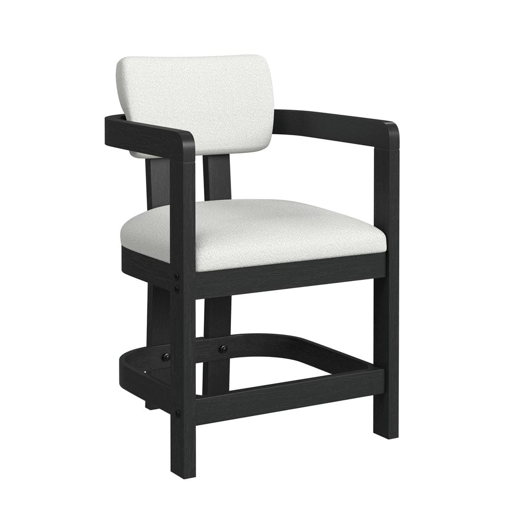 Picket House Furnishings -  Canal Arm Counter Stool with White Fabric in Black Set of 2 - D-1710-8-CST3 view 2