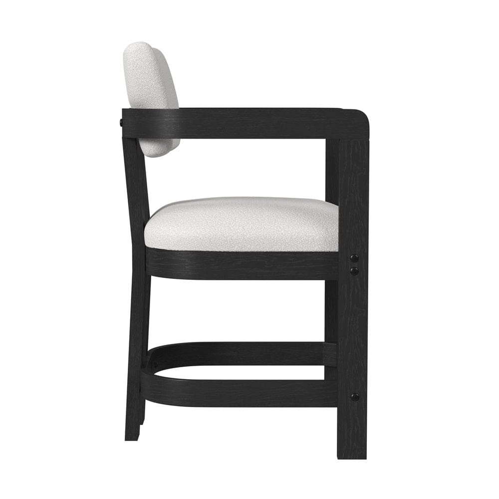 Picket House Furnishings -  Canal Arm Counter Stool with White Fabric in Black Set of 2 - D-1710-8-CST3 view 4