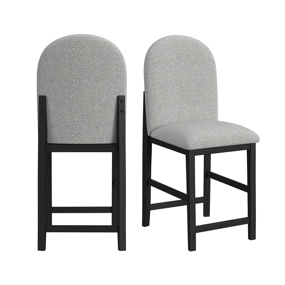 Picket House Furnishings -  Canal Round Back Barstool with Grey Fabric in Black Set of 2 - D-1710-8-BST2 view 1