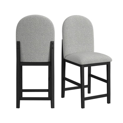 Picket House Furnishings -  Canal Round Back Barstool with Grey Fabric in Black Set of 2 - D-1710-8-BST2 view 1