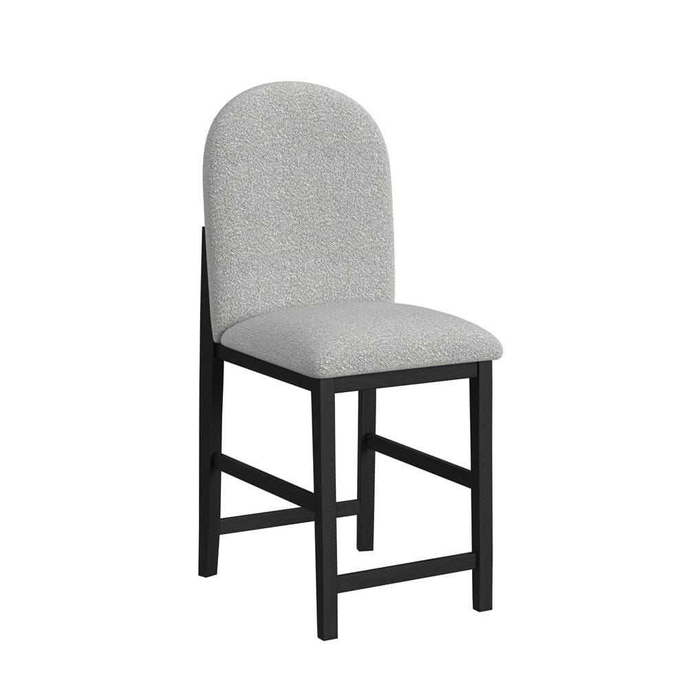 Picket House Furnishings -  Canal Round Back Barstool with Grey Fabric in Black Set of 2 - D-1710-8-BST2 view 2