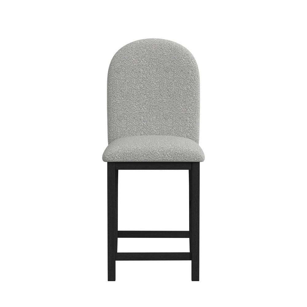 Picket House Furnishings -  Canal Round Back Barstool with Grey Fabric in Black Set of 2 - D-1710-8-BST2 view 3