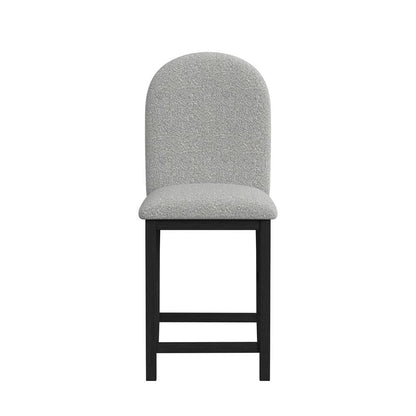 Picket House Furnishings -  Canal Round Back Barstool with Grey Fabric in Black Set of 2 - D-1710-8-BST2 view 3
