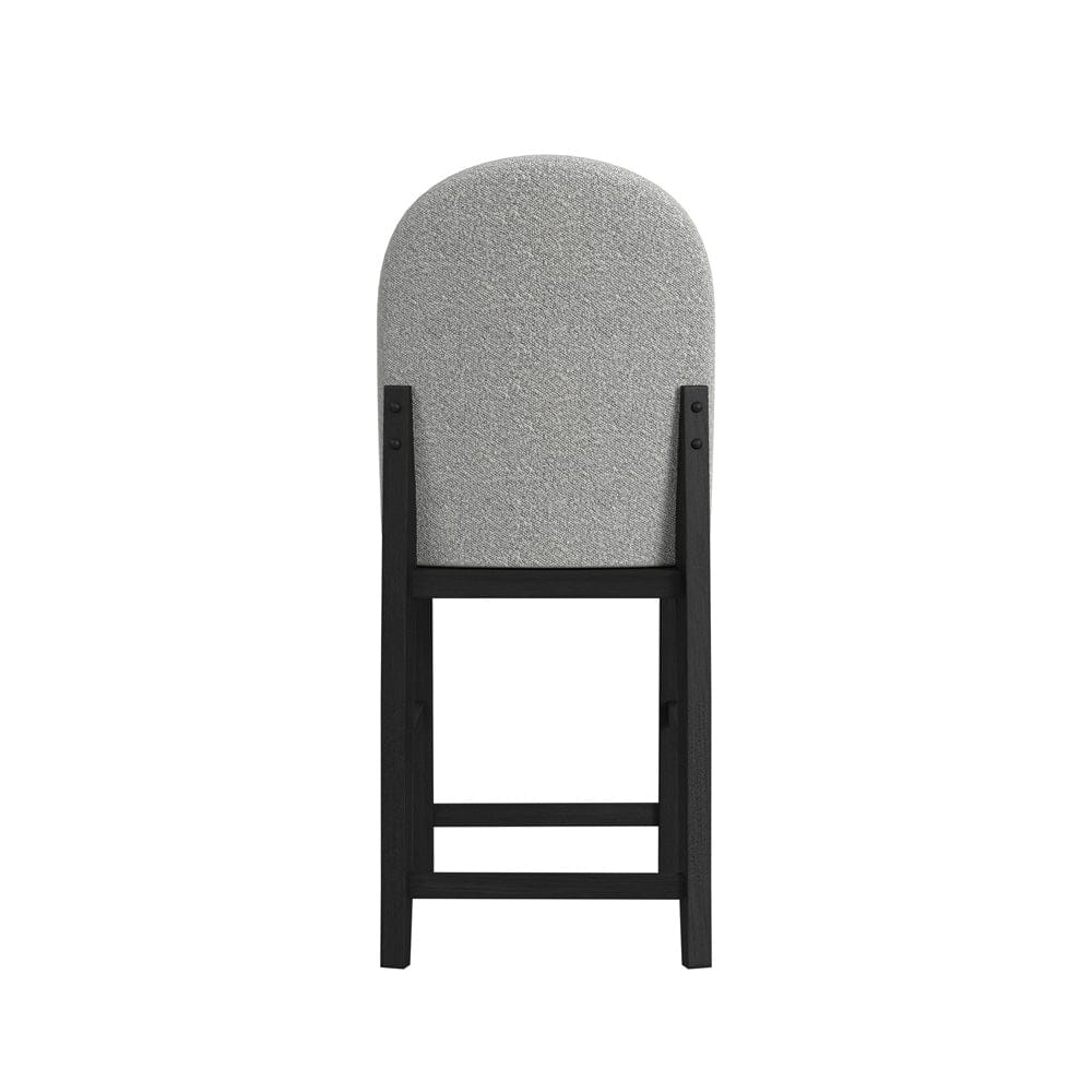 Picket House Furnishings -  Canal Round Back Barstool with Grey Fabric in Black Set of 2 - D-1710-8-BST2 view 4