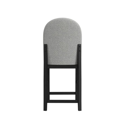 Picket House Furnishings -  Canal Round Back Barstool with Grey Fabric in Black Set of 2 - D-1710-8-BST2 view 4