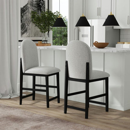 Picket House Furnishings -  Canal Round Back Barstool with Grey Fabric in Black Set of 2 - D-1710-8-BST2 view 6