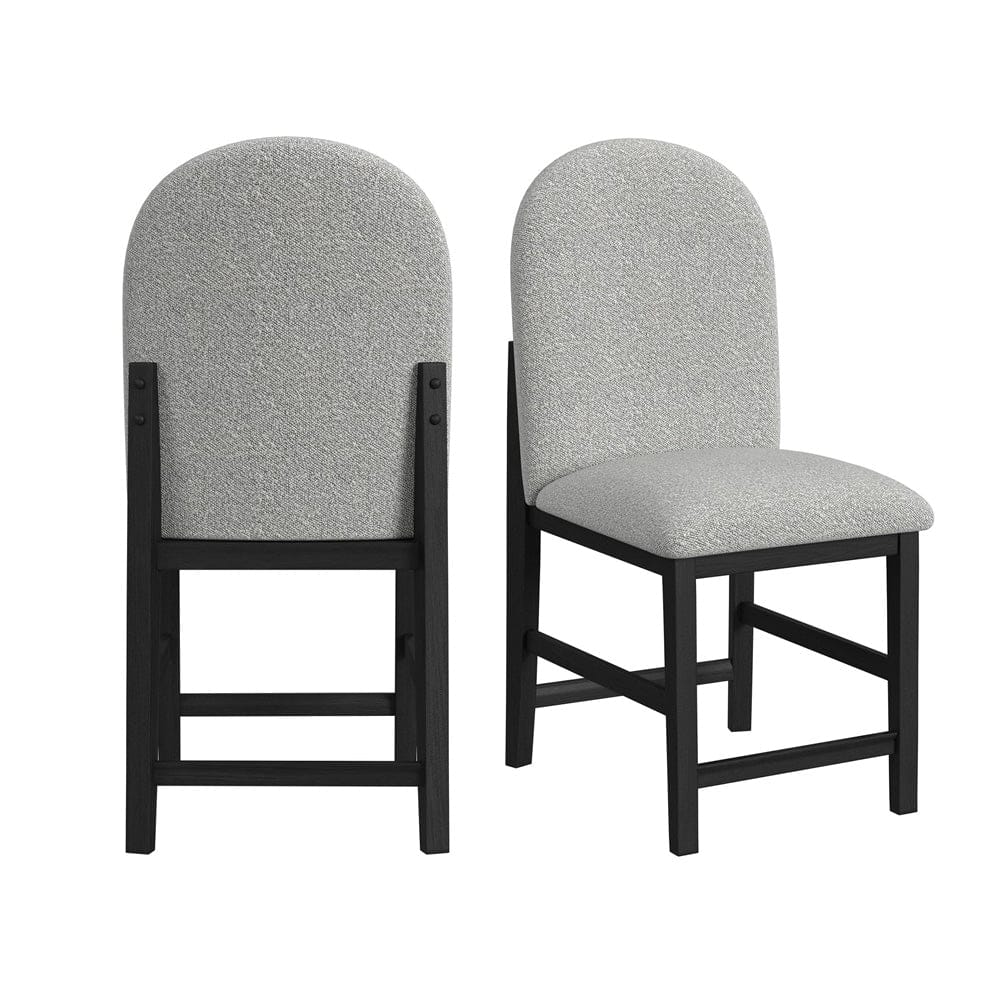 Picket House Furnishings -  Canal  Round Back Counter Stool with Grey Fabric in Black Set of 2 - D-1710-8-CST2 view 1