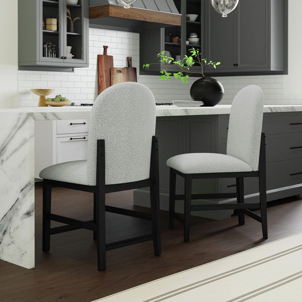 Picket House Furnishings -  Canal  Round Back Counter Stool with Grey Fabric in Black Set of 2 - D-1710-8-CST2 view 7