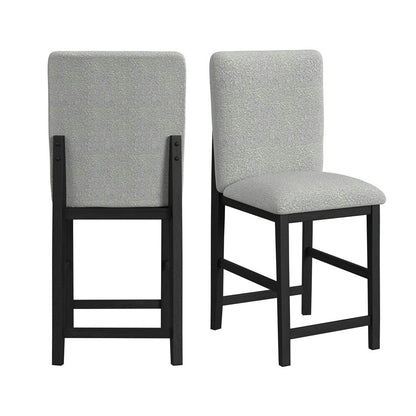 Picket House Furnishings -  Canal Square Back Barstool with Grey Fabric in Black Set of 2 - D-1710-8-BST1 view 1