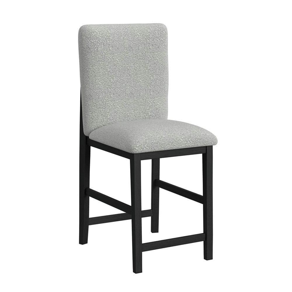 Picket House Furnishings -  Canal Square Back Barstool with Grey Fabric in Black Set of 2 - D-1710-8-BST1 view 2