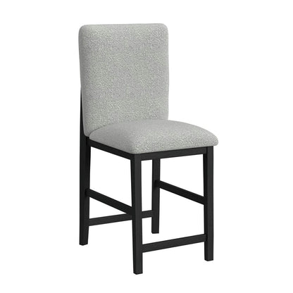 Picket House Furnishings -  Canal Square Back Barstool with Grey Fabric in Black Set of 2 - D-1710-8-BST1 view 2