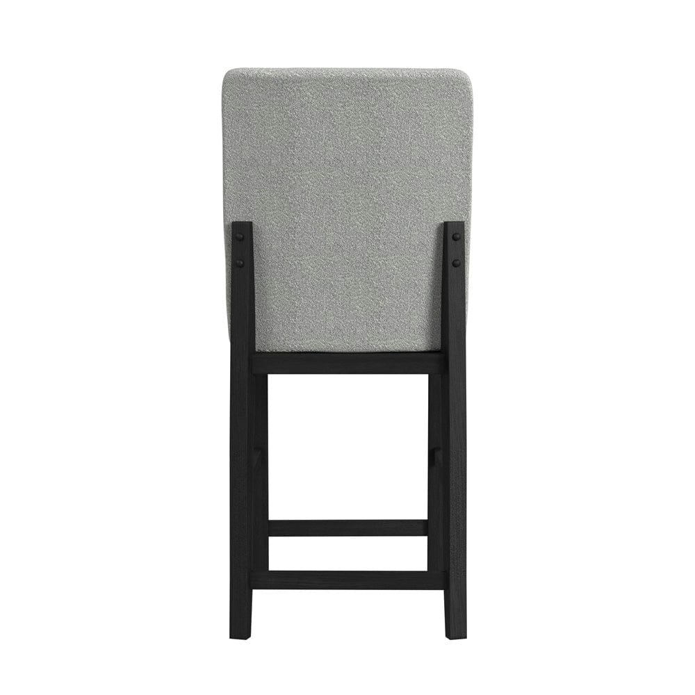 Picket House Furnishings -  Canal Square Back Barstool with Grey Fabric in Black Set of 2 - D-1710-8-BST1 view 4