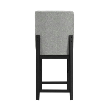 Picket House Furnishings -  Canal Square Back Barstool with Grey Fabric in Black Set of 2 - D-1710-8-BST1 view 4