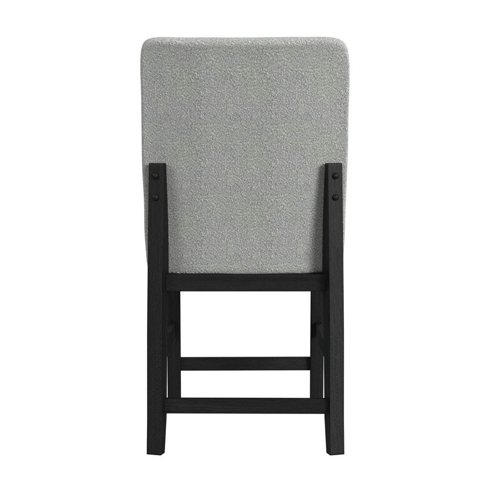 Picket House Furnishings -  Canal Square Back Counter Stool with Grey Fabric in Black Set of 2 - D-1710-8-CST1 view 4