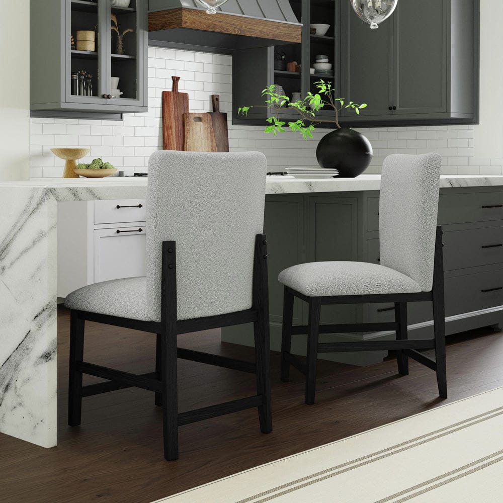 Picket House Furnishings -  Canal Square Back Counter Stool with Grey Fabric in Black Set of 2 - D-1710-8-CST1 view 5