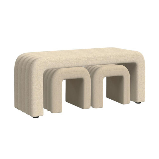 Picket House Furnishings - Canyon Bench With 2 Stools in Ching Cream - ULA-14960-11462-BN veiw 1