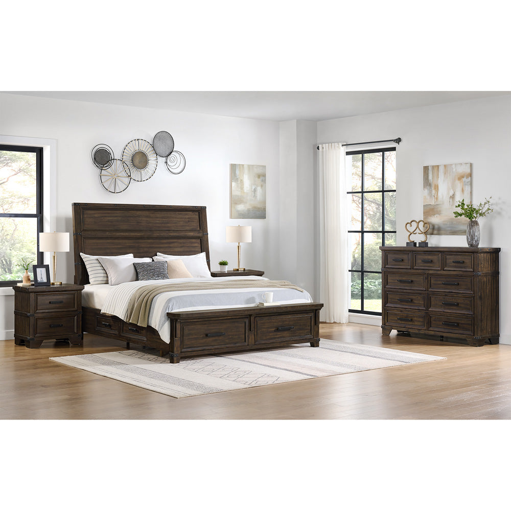 Picket House Furnishings - Canyon Ridge Queen Storage 4PC Bedroom Set in Charcoal - B-13010-8-QSB-NSDR view 3