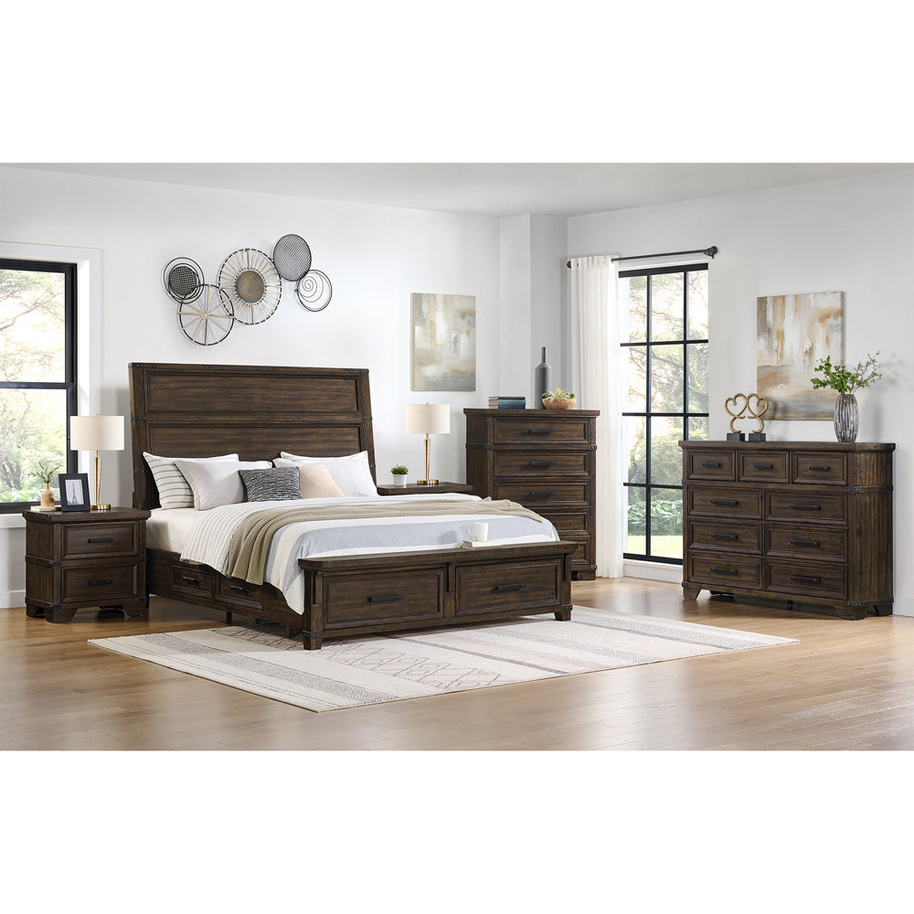 Picket House Furnishings - Canyon Ridge Queen Storage 5PC Bedroom Set in Charcoal - B-13010-8-QSB-NSDRC view 3