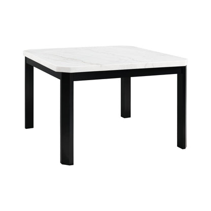 Picket House Furnishings - Celine White Marble 5PC Counter Height Dining Set-Table and Four Black Faux Leather Chairs - CFC700SBL5PC veiw 2