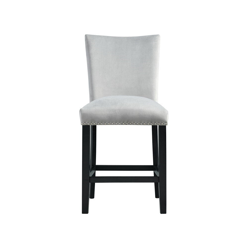 Picket House Furnishings - Celine White Marble 5PC Counter Height Dining Set-Table & Four Gray Velvet Chairs - CFC300CGY5PC veiw 6