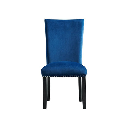 Picket House Furnishings - Celine White Marble 5PC Dining Set-Table & Four Blue Velvet Chairs - CFC700BL5PC veiw 6