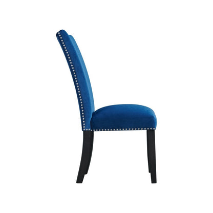Picket House Furnishings - Celine White Marble 5PC Dining Set-Table & Four Blue Velvet Chairs - CFC700BL5PC veiw 7