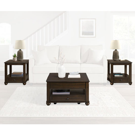 Picket House Furnishings - Chad 3PC Occasional Table Set in Cherry-Square Lift-Top Coffee Table & Two End Table - T-15740-5-SC-3PC veiw 1