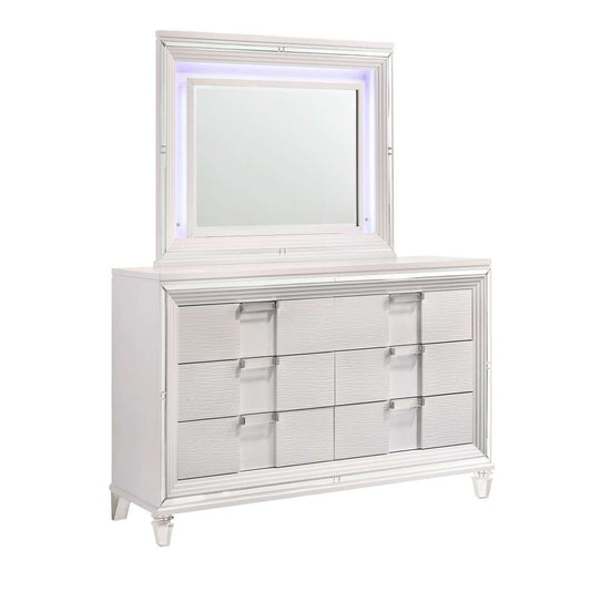 Picket House Furnishings - Charlotte 6-Drawer Dresser w/ Mood Lighting Mirror in White - TN700DRMR veiw 1